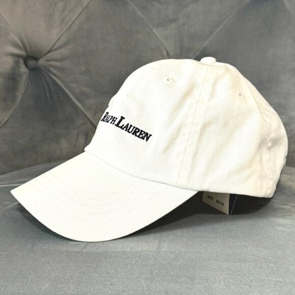 Polo Ralph Lauren White Logo Chino Baseball Cap NWT - Picture 1 of 5